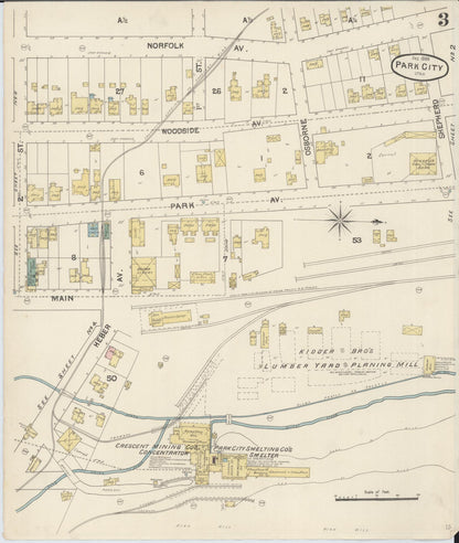 Sanborn Fire Insurance Map from Park City, Summit County, Utah (1889), Sheet #0003 - Complete Map Set gallery image, historic Sanborn map, vintage wall art, Utah Utah