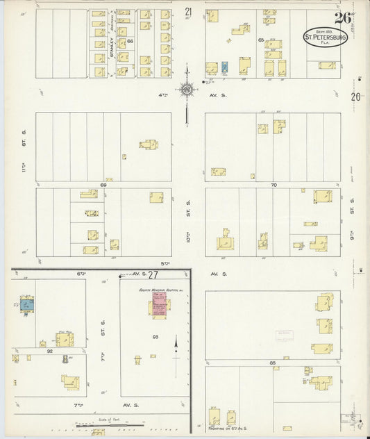 Sanborn Fire Insurance Map from Saint Petersburg, Pinellas County, Florida (1913), Sheet #0026 - Historic Sanborn Fire Insurance Map Print, vintage old map wall art, antique decor, genealogy gift, Florida Florida map