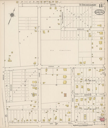 Sanborn Fire Insurance Map from Uvalde, Uvalde County, Texas (1922), Sheet #0011 - Complete Map Set gallery image, historic Sanborn map, vintage wall art, Texas Texas