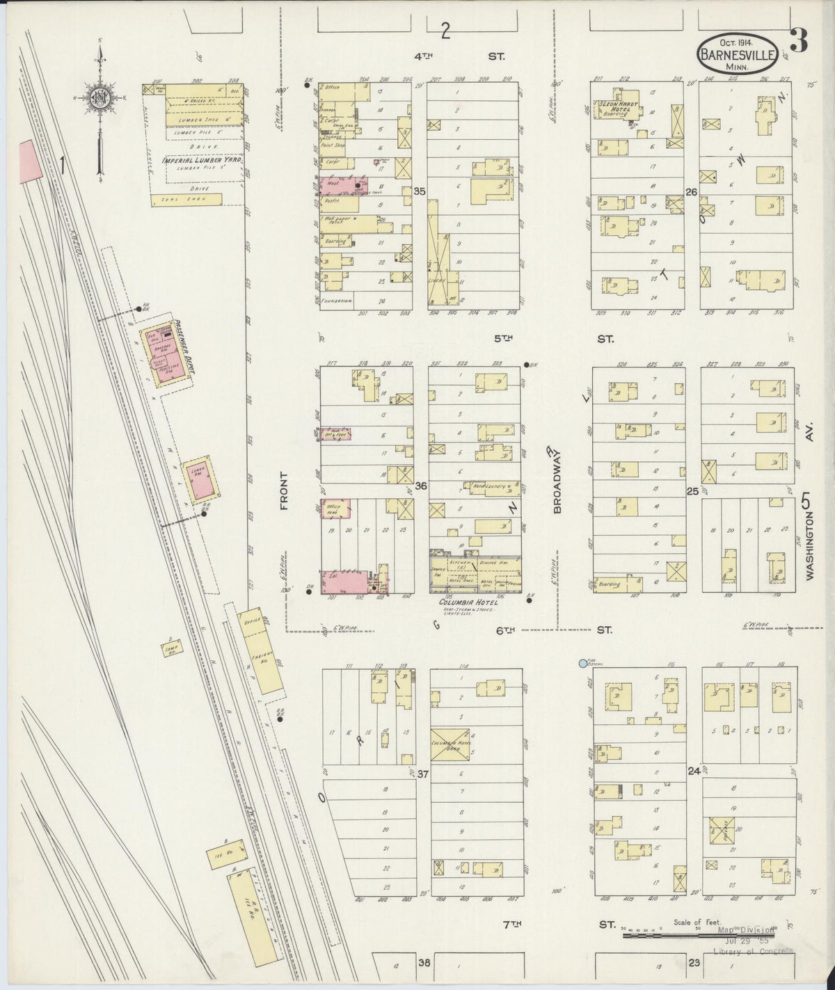 Sanborn Fire Insurance Map from Barnesville, Clay County, Minnesota (1914), Sheet #0003 - Complete Map Set gallery image, historic Sanborn map, vintage wall art, Minnesota Minnesota
