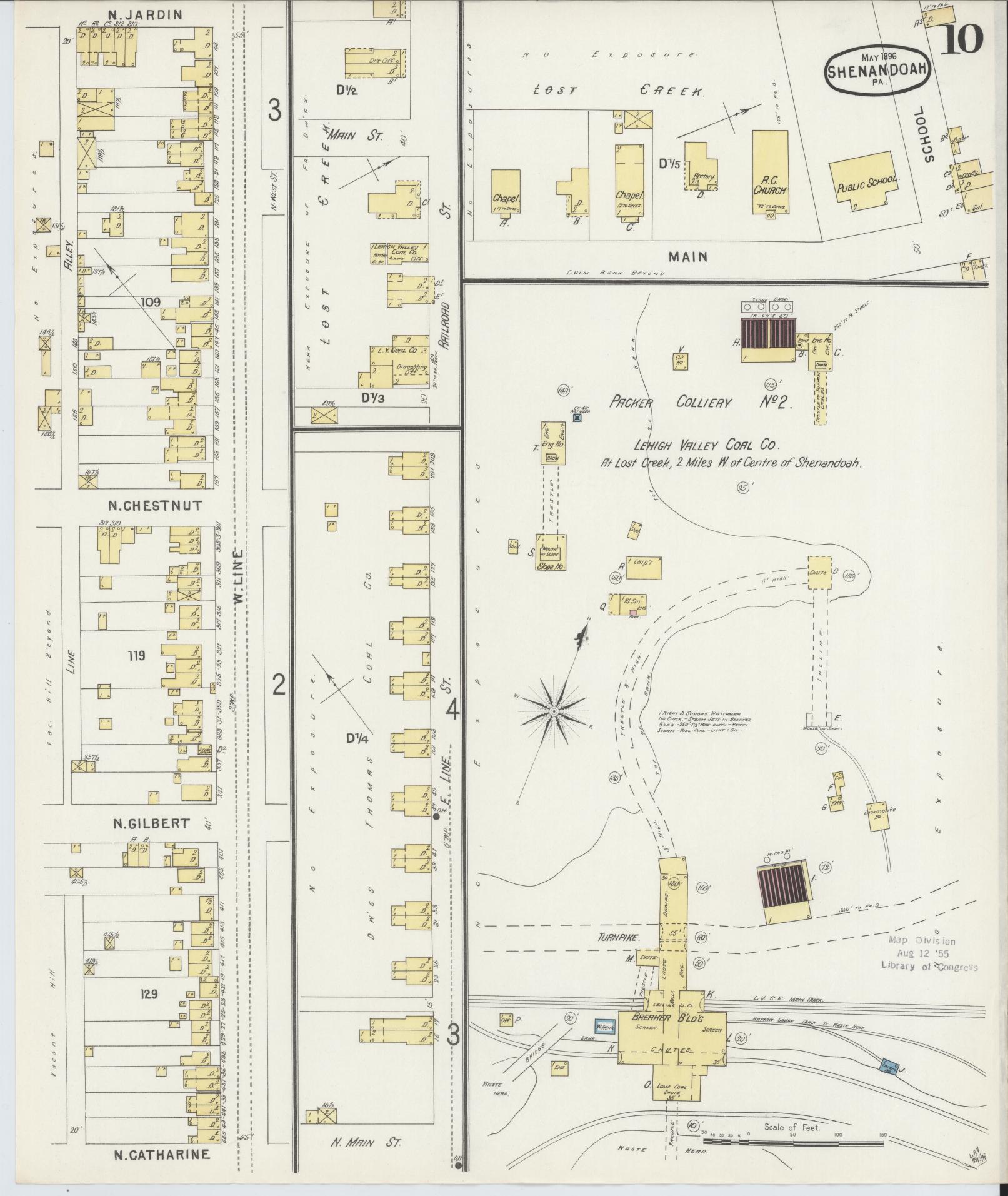 Sanborn Fire Insurance Map from Shenandoah, Schuylkill County, Pennsylvania (1896), Sheet #0010 - Complete Map Set gallery image, historic Sanborn map, vintage wall art, Pennsylvania Pennsylvania