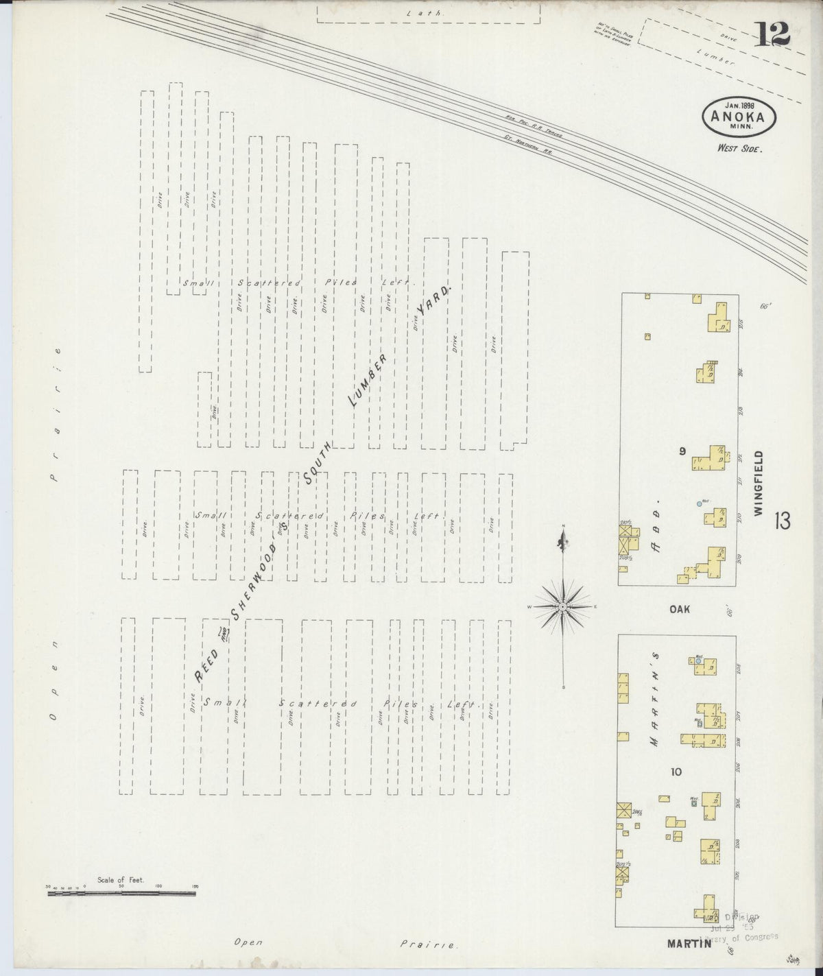 Sanborn Fire Insurance Map from Anoka, Anoka County, Minnesota (1898), Sheet #0012 - Complete Map Set gallery image, historic Sanborn map, vintage wall art, Minnesota Minnesota