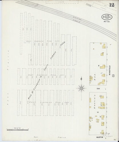Sanborn Fire Insurance Map from Anoka, Anoka County, Minnesota (1898), Sheet #0012 - Complete Map Set gallery image, historic Sanborn map, vintage wall art, Minnesota Minnesota