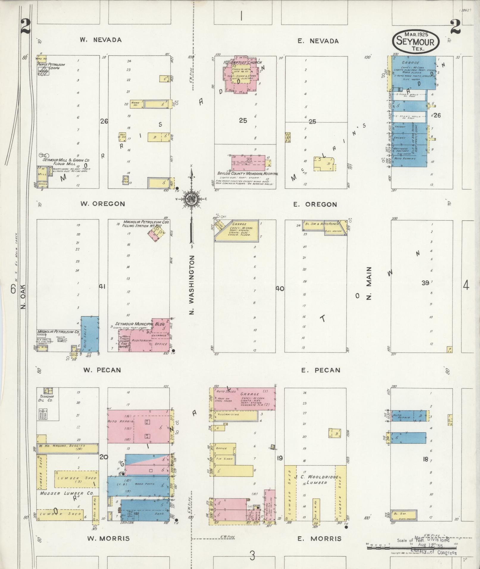 Sanborn Fire Insurance Map from Seymour, Baylor County, Texas (1925), Sheet #0002 - Complete Map Set gallery image, historic Sanborn map, vintage wall art, Texas Texas