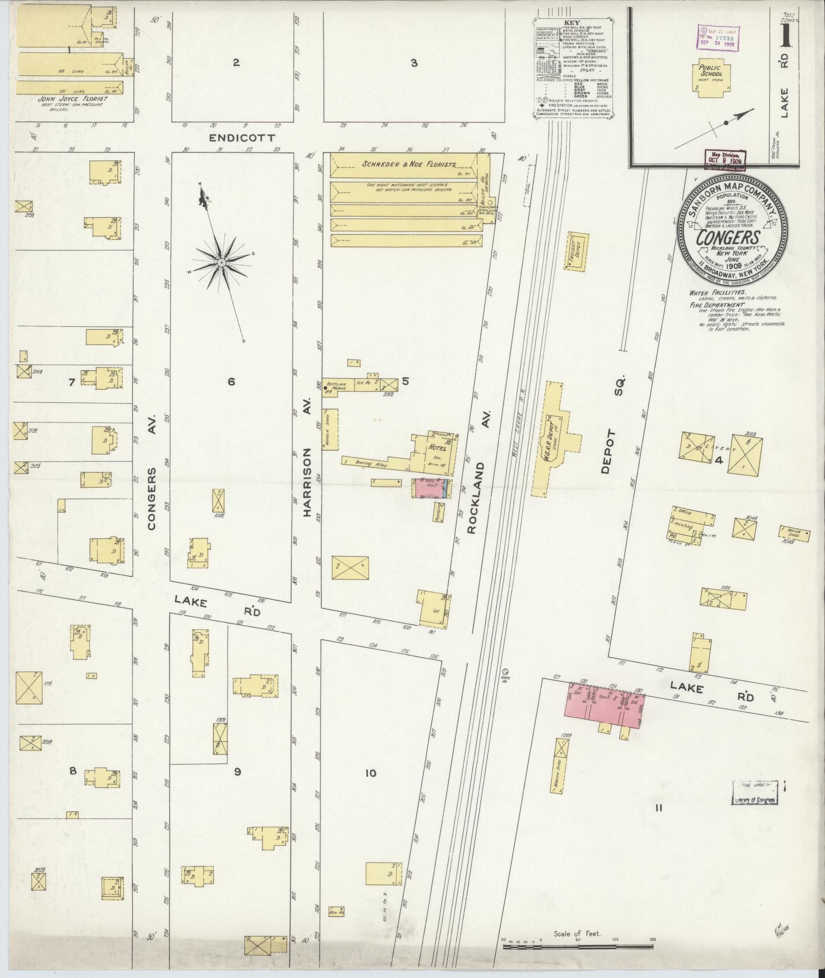 Sanborn Fire Insurance Map from Congers, Rockland County, New York. (1909) – Historic Sanborn Fire Insurance Map Print