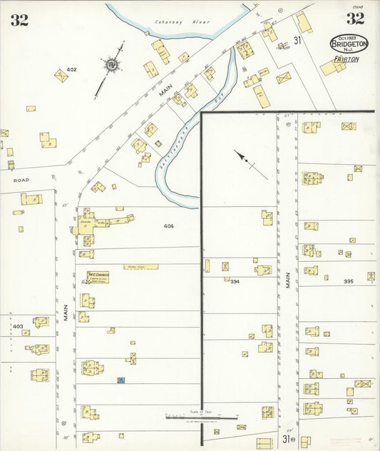Sanborn Fire Insurance Map from Bridgeton, Cumberland County, New Jersey (1923), Sheet #0032 - Historic Sanborn Fire Insurance Map Print, vintage old map wall art, antique decor, genealogy gift, New Jersey New Jersey map