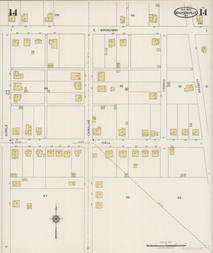 Sanborn Fire Insurance Map from Madisonville, Hopkins County, Kentucky (1923), Sheet #0014 - Complete Map Set gallery image, historic Sanborn map, vintage wall art, Kentucky Kentucky