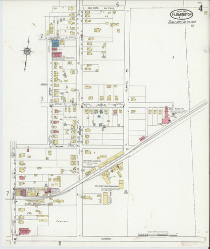 Sanborn Fire Insurance Map from Flemington, Hunterdon County, New Jersey (1921), Sheet #0004 - Complete Map Set gallery image, historic Sanborn map, vintage wall art, New Jersey New Jersey