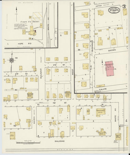 Sanborn Fire Insurance Map from Stamps, Lafayette County, Arkansas (1919), Sheet #0003 - Complete Map Set gallery image, historic Sanborn map, vintage wall art, Arkansas Arkansas