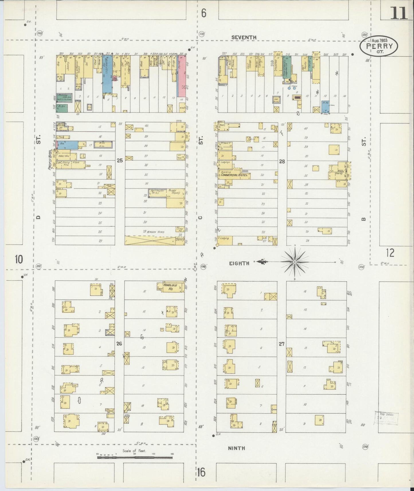 Sanborn Fire Insurance Map from Perry, Noble County, Oklahoma (1903), Sheet #0011 - Complete Map Set gallery image, historic Sanborn map, vintage wall art, Oklahoma Oklahoma