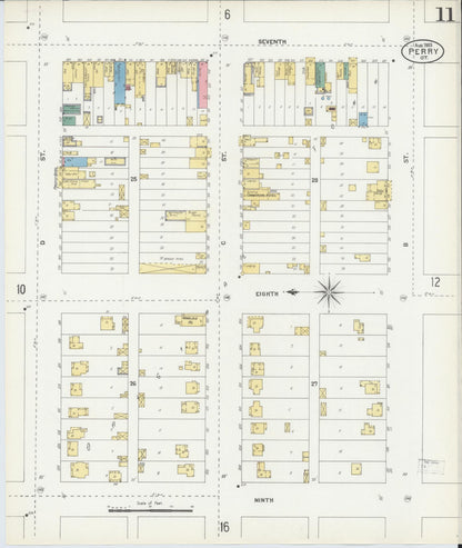 Sanborn Fire Insurance Map from Perry, Noble County, Oklahoma (1903), Sheet #0011 - Complete Map Set gallery image, historic Sanborn map, vintage wall art, Oklahoma Oklahoma