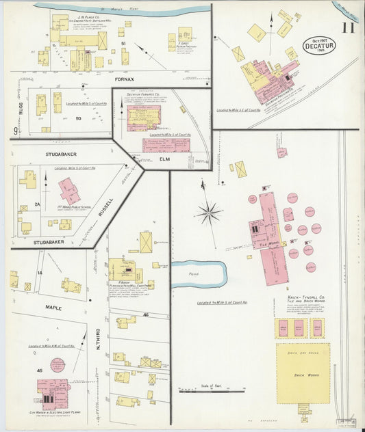 Sanborn Fire Insurance Map from Decatur, Adams County, Indiana (1907), Sheet #0011 - Historic Sanborn Fire Insurance Map Print, vintage old map wall art, antique decor, genealogy gift, Indiana Indiana map
