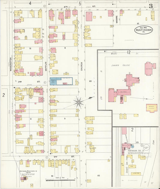 Sanborn Fire Insurance Map from Huntingdon, Huntingdon County, Pennsylvania (1906), Sheet #0003 - Historic Sanborn Fire Insurance Map Print, vintage old map wall art, antique decor, genealogy gift, Pennsylvania Pennsylvania map