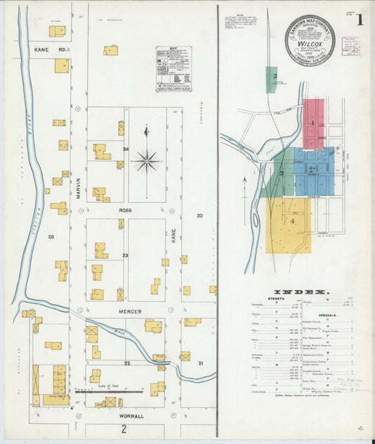 Sanborn Fire Insurance Map from Wilcox, Elk County, Pennsylvania (1905), Sheet #0001 - Historic Sanborn Fire Insurance Map Print, vintage old map wall art, antique decor, genealogy gift, Pennsylvania Pennsylvania map