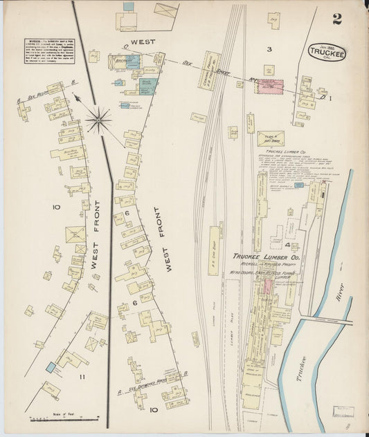 Sanborn Fire Insurance Map from Truckee, Nevada County, California (1885), Sheet #0002 - Historic Sanborn Fire Insurance Map Print, vintage old map wall art, antique decor, genealogy gift, Truckee Nevada map