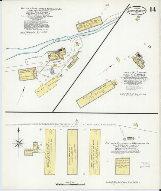 Sanborn Fire Insurance Map from Lawrenceburg, Anderson County, Kentucky (1909), Sheet #0014 - Historic Sanborn Fire Insurance Map Print, vintage old map wall art, antique decor, genealogy gift, Kentucky Kentucky map