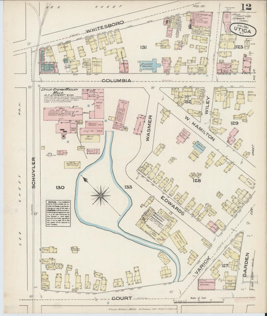 Sanborn Fire Insurance Map from Utica, Oneida County, New York (1884), Sheet #0012 - Historic Sanborn Fire Insurance Map Print, vintage old map wall art, antique decor, genealogy gift, New York New York map
