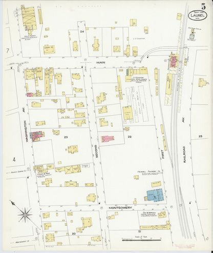 Sanborn Fire Insurance Map from Laurel, Prince Georges County, Maryland (1908), Sheet #0005 - Complete Map Set gallery image, historic Sanborn map, vintage wall art, Maryland Maryland