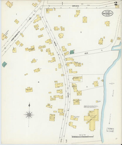Sanborn Fire Insurance Map from Ogunquit, York County, Maine (1906), Sheet #0002 - Complete Map Set gallery image, historic Sanborn map, vintage wall art, Maine Maine