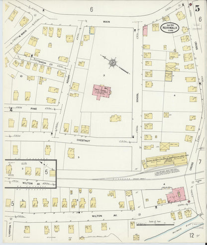 Sanborn Fire Insurance Map from Norwalk, Fairfield County, Connecticut (1912), Sheet #0005 - Complete Map Set gallery image, historic Sanborn map, vintage wall art, Connecticut Connecticut