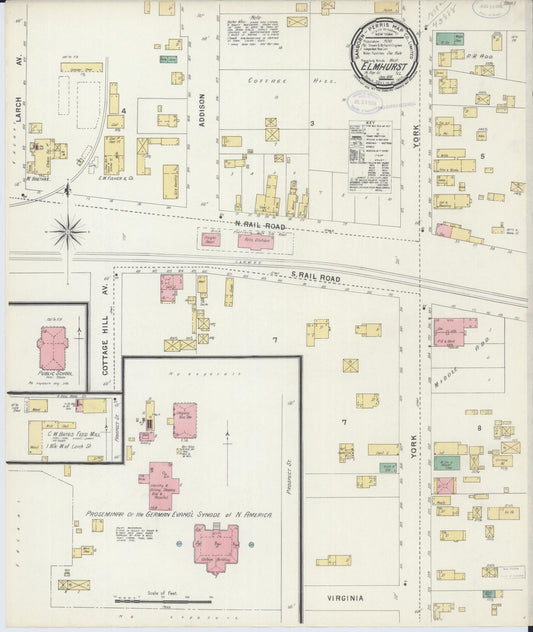 Sanborn Fire Insurance Map from Elmhurst, Du Page County, Illinois (1898), Sheet #0001 - Historic Sanborn Fire Insurance Map Print, vintage old map wall art, antique decor, genealogy gift, Illinois Illinois map