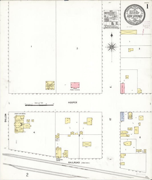 Sanborn Fire Insurance Map from Soda Springs, Caribou County, Idaho (1907), Sheet #0001 - Historic Sanborn Fire Insurance Map Print, vintage old map wall art, antique decor, genealogy gift, Idaho Idaho map