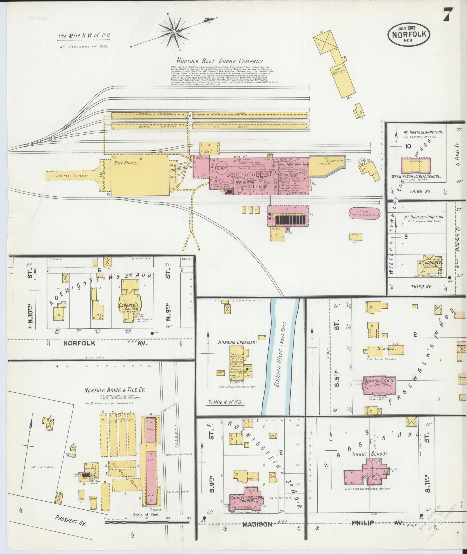 Sanborn Fire Insurance Map from Norfolk, Madison County, Nebraska (1902), Sheet #0007 - Complete Map Set gallery image, historic Sanborn map, vintage wall art, Nebraska Nebraska