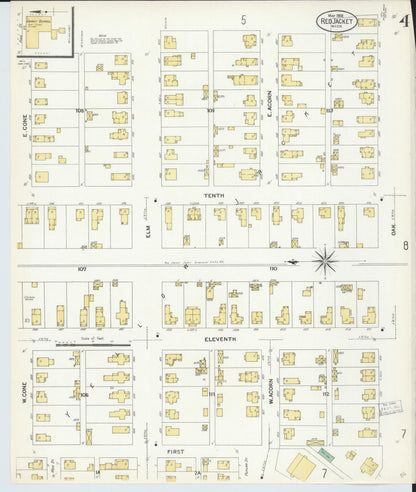 Sanborn Fire Insurance Map from Red Jacket, Houghton County, Michigan (1908), Sheet #0004 - Historic Sanborn Fire Insurance Map Print, vintage old map wall art, antique decor, genealogy gift, Michigan Michigan map