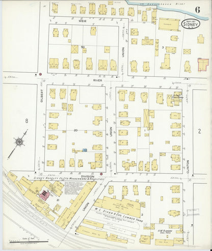 Sanborn Fire Insurance Map from Sidney, Delaware County, New York (1917), Sheet #0006 - Historic Sanborn Fire Insurance Map Print, vintage old map wall art, antique decor, genealogy gift, New York New York map