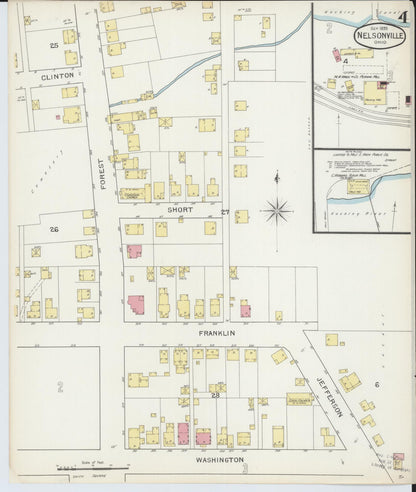 Sanborn Fire Insurance Map from Nelsonville, Athens County, Ohio (1893), Sheet #0004 - Historic Sanborn Fire Insurance Map Print, vintage old map wall art, antique decor, genealogy gift, Ohio Ohio map