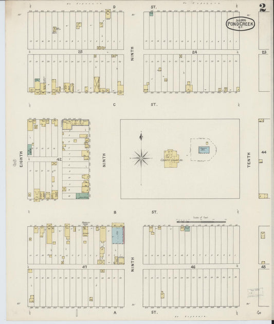 Sanborn Fire Insurance Map from Pond Creek, Grant County, Oklahoma (1895), Sheet #0002 - Historic Sanborn Fire Insurance Map Print, vintage old map wall art, antique decor, genealogy gift, Oklahoma Oklahoma map