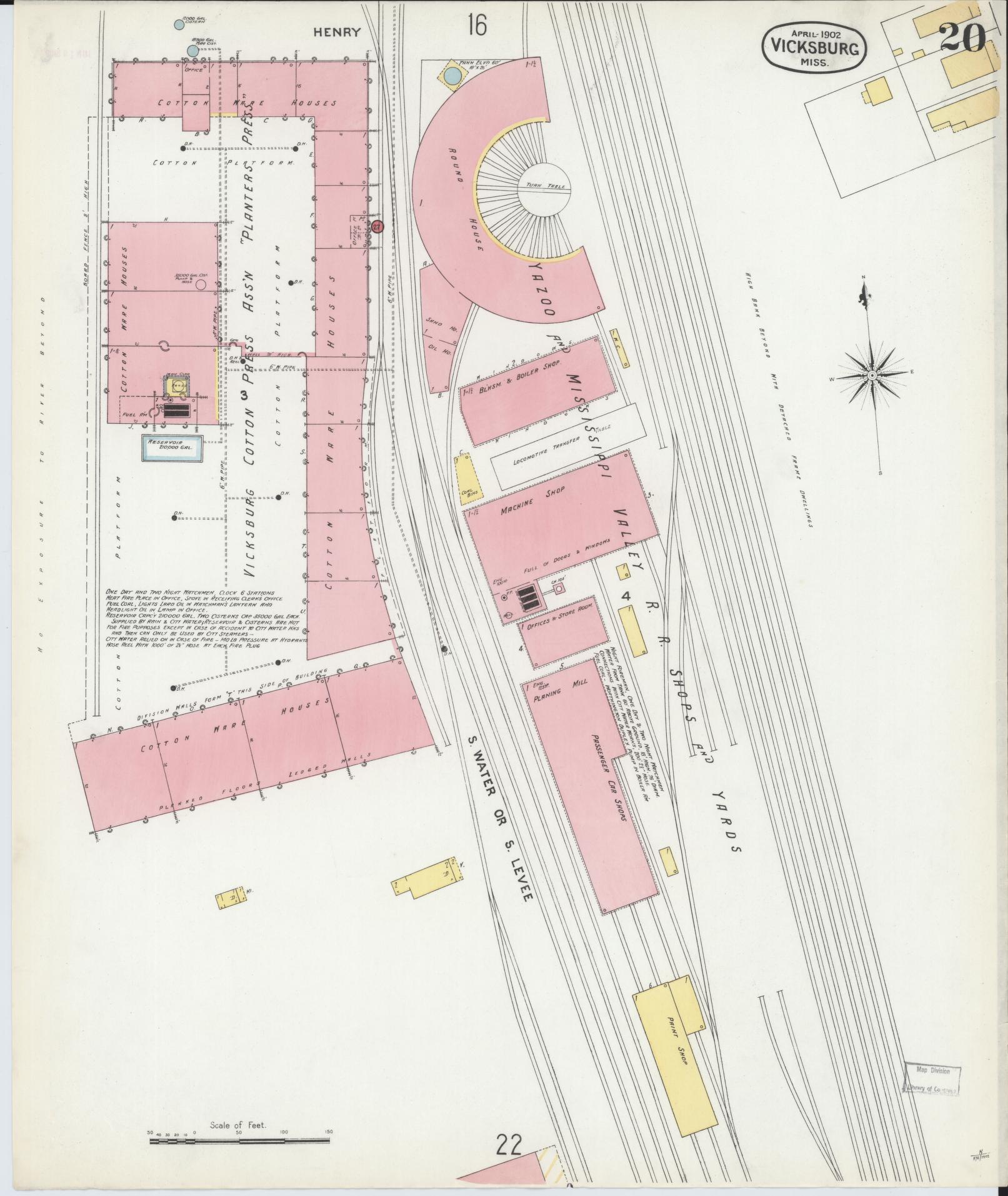 Sanborn Fire Insurance Map from Vicksburg, Warren County, Mississippi (1902), Sheet #0020 - Complete Map Set gallery image, historic Sanborn map, vintage wall art, Mississippi Mississippi