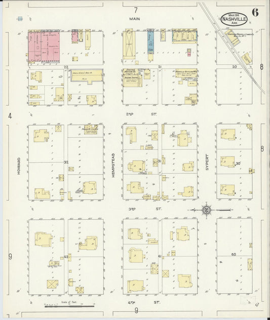 Sanborn Fire Insurance Map from Nashville, Howard County, Arkansas (1914), Sheet #0006 - Historic Sanborn Fire Insurance Map Print, vintage old map wall art, antique decor, genealogy gift, Arkansas Arkansas map