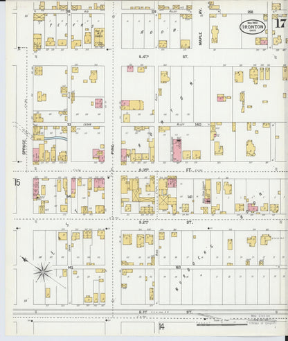 Sanborn Fire Insurance Map from Ironton, Lawrence County, Ohio (1900), Sheet #0017 - Historic Sanborn Fire Insurance Map Print, vintage old map wall art, antique decor, genealogy gift, Ohio Ohio map