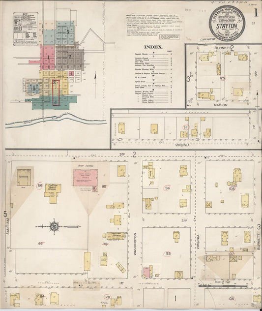 Sanborn Fire Insurance Map from Stayton, Marion County, Oregon (1931), Sheet #0001 - Complete Map Set gallery image, historic Sanborn map, vintage wall art, Oregon Oregon