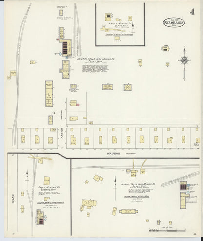 Sanborn Fire Insurance Map from Stambaugh, Iron County, Michigan (1913), Sheet #0004 - Historic Sanborn Fire Insurance Map Print, vintage old map wall art, antique decor, genealogy gift, Michigan Michigan map