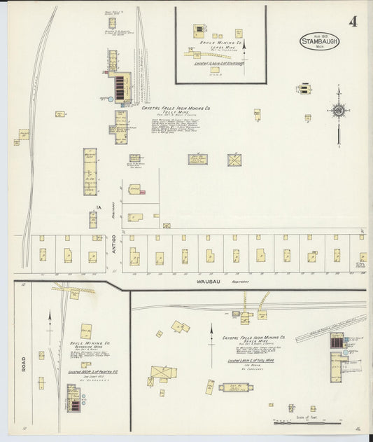Sanborn Fire Insurance Map from Stambaugh, Iron County, Michigan (1913), Sheet #0004 - Historic Sanborn Fire Insurance Map Print, vintage old map wall art, antique decor, genealogy gift, Michigan Michigan map