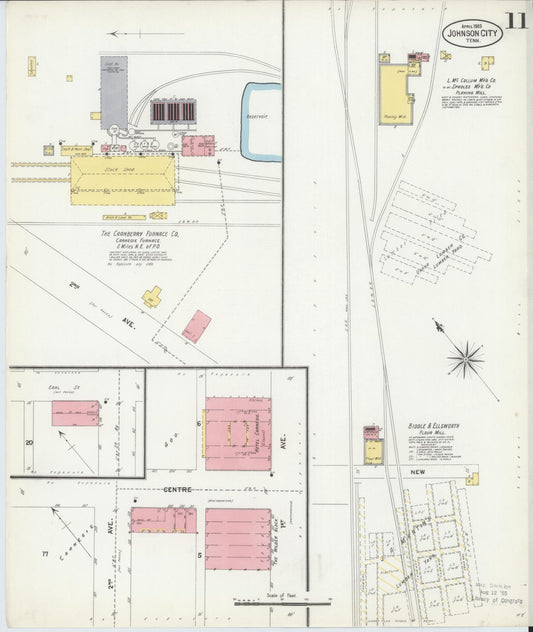 Sanborn Fire Insurance Map from Johnson City, Washington County, Tennessee (1903), Sheet #0011 - Historic Sanborn Fire Insurance Map Print, vintage old map wall art, antique decor, genealogy gift, Tennessee Tennessee map