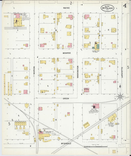 Sanborn Fire Insurance Map from Mount Pulaski, Logan County, Illinois (1900), Sheet #0004 - Historic Sanborn Fire Insurance Map Print, vintage old map wall art, antique decor, genealogy gift, Illinois Illinois map