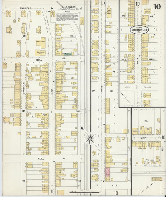 Sanborn Fire Insurance Map from Mahanoy City, Schuylkill County, Pennsylvania (1902), Sheet #0010 - Historic Sanborn Fire Insurance Map Print, vintage old map wall art, antique decor, genealogy gift, Pennsylvania Pennsylvania map
