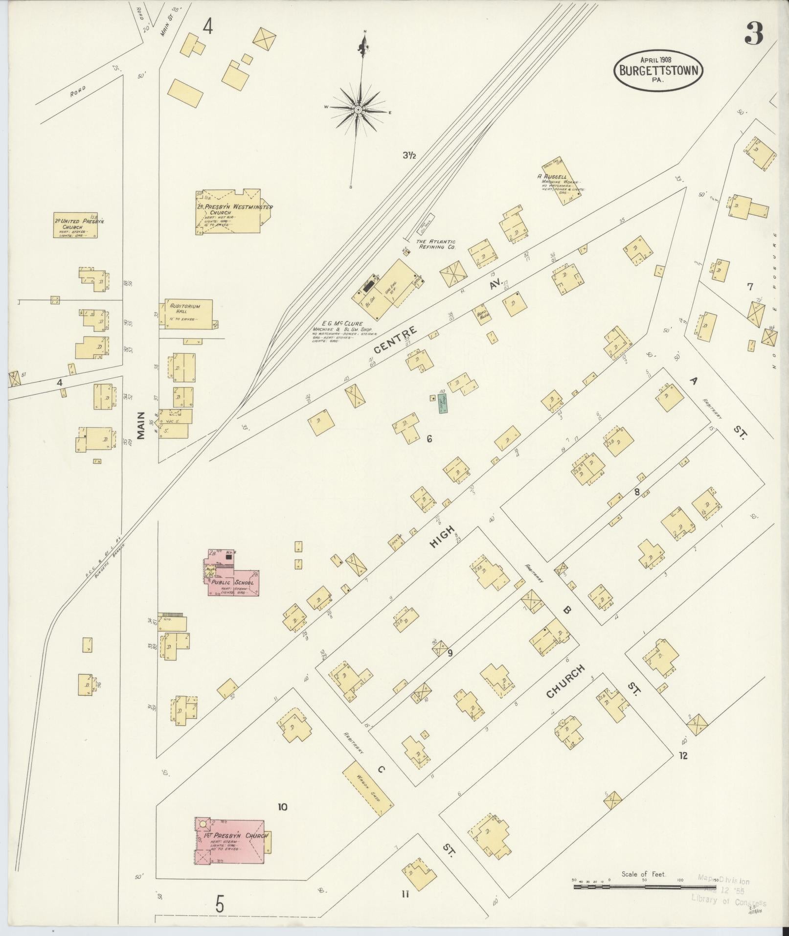 Sanborn Fire Insurance Map from Burgettstown, Washington County, Pennsylvania (1908), Sheet #0003 - Historic Sanborn Fire Insurance Map Print, vintage old map wall art, antique decor, genealogy gift, Pennsylvania Pennsylvania map