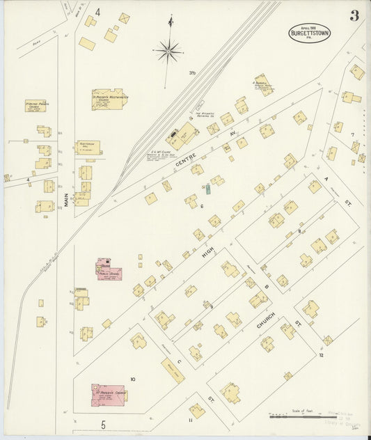 Sanborn Fire Insurance Map from Burgettstown, Washington County, Pennsylvania (1908), Sheet #0003 - Historic Sanborn Fire Insurance Map Print, vintage old map wall art, antique decor, genealogy gift, Pennsylvania Pennsylvania map