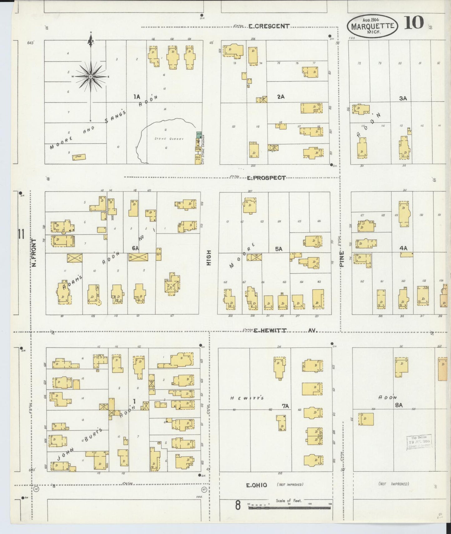 Sanborn Fire Insurance Map from Marquette, Marquette County, Michigan (1904), Sheet #0010 - Historic Sanborn Fire Insurance Map Print, vintage old map wall art, antique decor, genealogy gift, Michigan Michigan map