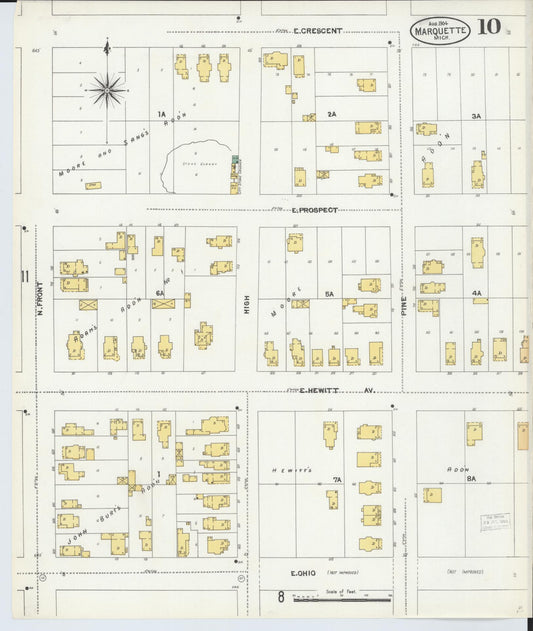 Sanborn Fire Insurance Map from Marquette, Marquette County, Michigan (1904), Sheet #0010 - Historic Sanborn Fire Insurance Map Print, vintage old map wall art, antique decor, genealogy gift, Michigan Michigan map