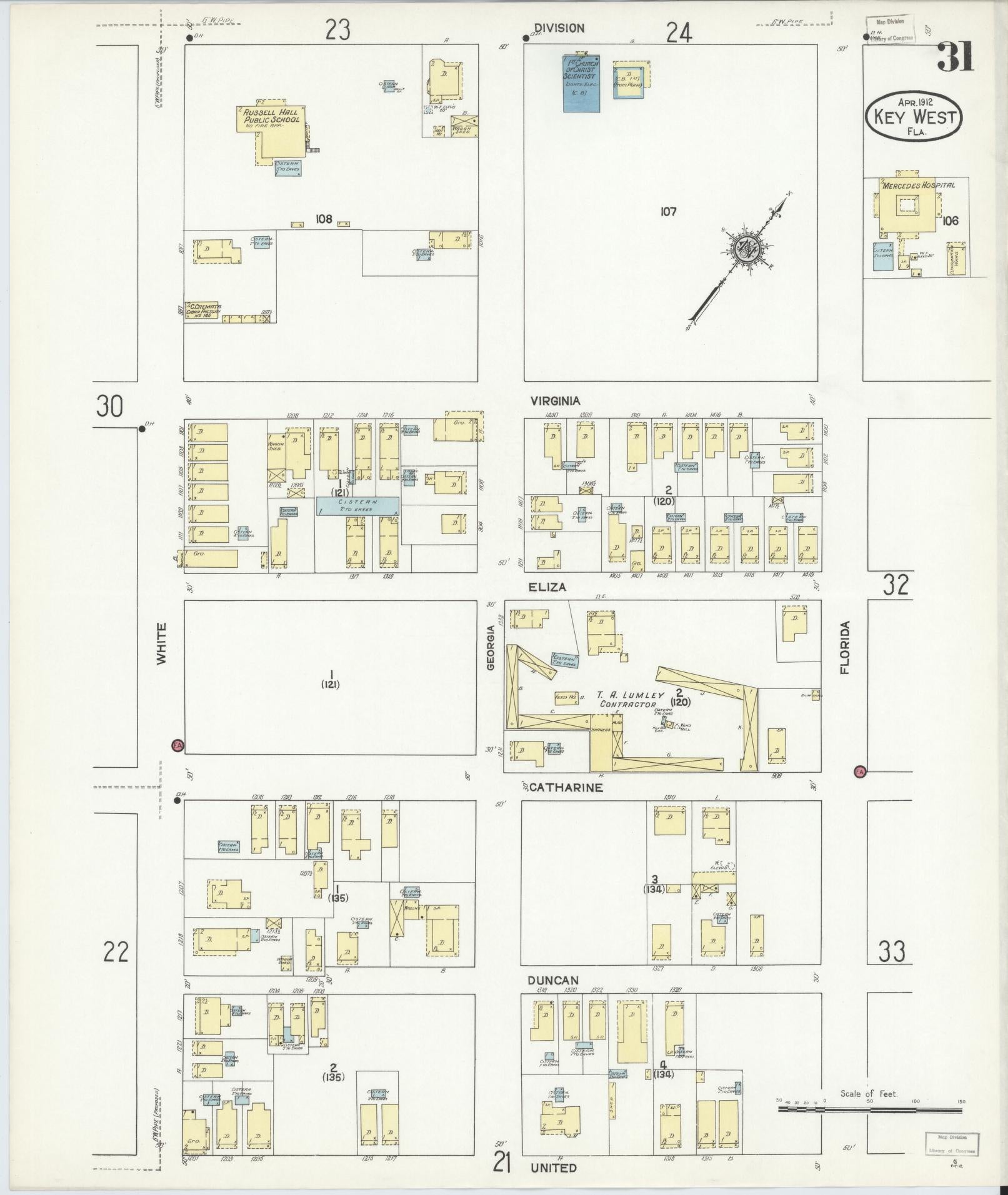 Sanborn Fire Insurance Map from Key West, Monroe County, Florida (1912), Sheet #0031 - Complete Map Set gallery image, historic Sanborn map, vintage wall art, Florida Florida