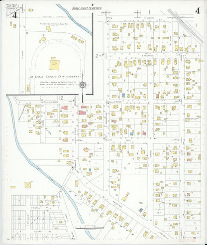 Sanborn Fire Insurance Map from Yale, Saint Clair County, Michigan (1937), Sheet #0004 - Historic Sanborn Fire Insurance Map Print, vintage old map wall art, antique decor, genealogy gift, Michigan Michigan map