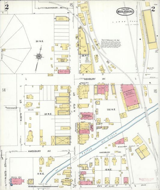 Sanborn Fire Insurance Map from Middlesboro, Bell County, Kentucky (1923), Sheet #0002 - Historic Sanborn Fire Insurance Map Print, vintage old map wall art, antique decor, genealogy gift, Kentucky Kentucky map