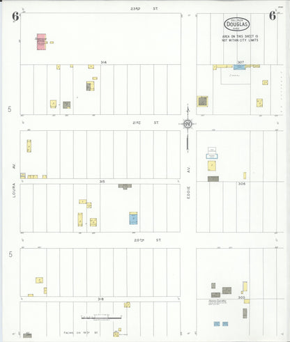 Sanborn Fire Insurance Map from Douglas, Cochise County, Arizona (1929), Sheet #0006 - Complete Map Set gallery image, historic Sanborn map, vintage wall art, Arizona Arizona