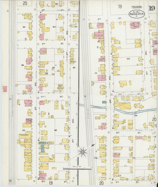 Sanborn Fire Insurance Map from Rochester, Beaver County, Pennsylvania (1903), Sheet #0019 - Historic Sanborn Fire Insurance Map Print, vintage old map wall art, antique decor, genealogy gift, Pennsylvania Pennsylvania map