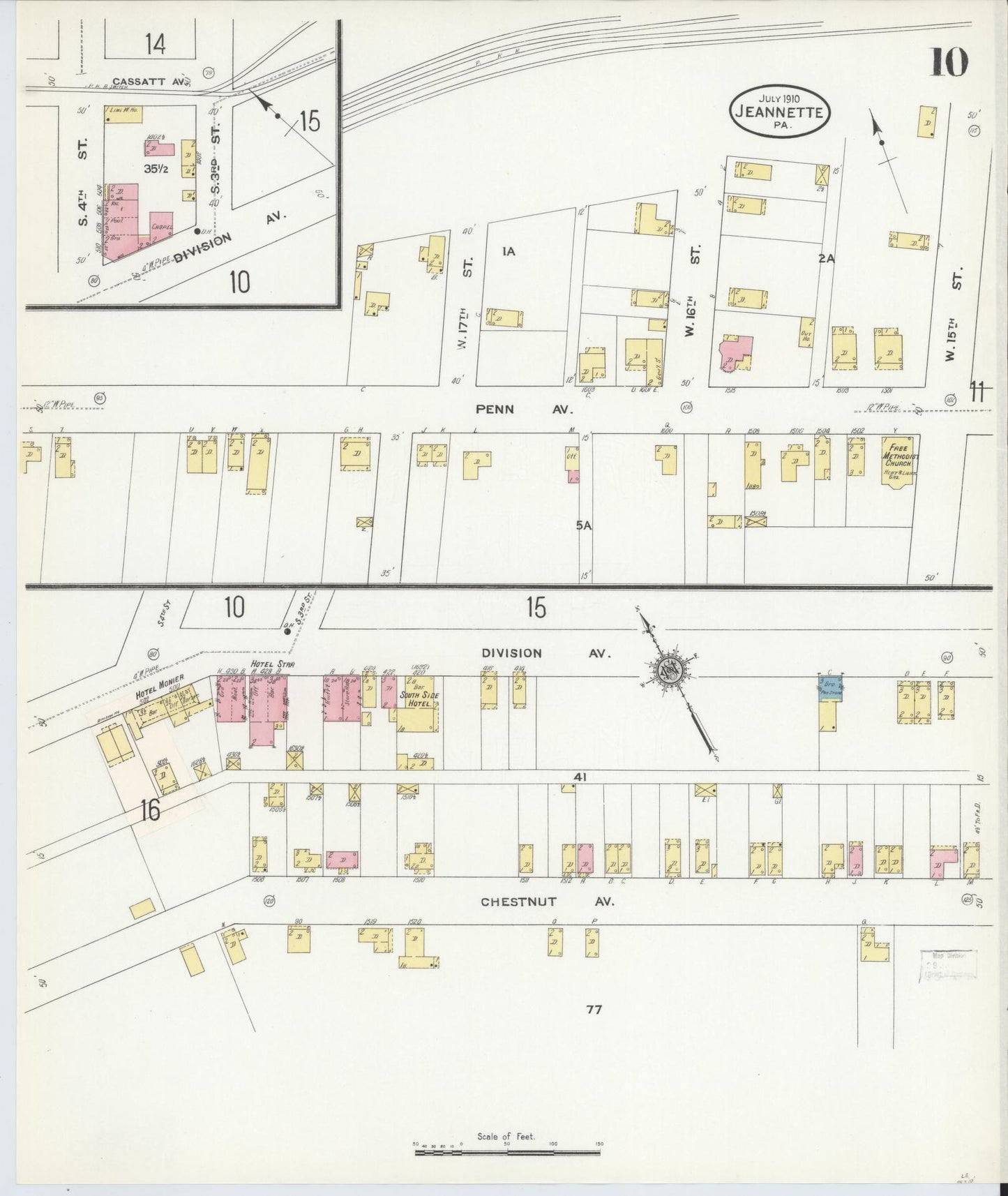 Sanborn Fire Insurance Map from Jeannette, Westmoreland County, Pennsylvania (1910), Sheet #0010 - Complete Map Set gallery image, historic Sanborn map, vintage wall art, Pennsylvania Pennsylvania